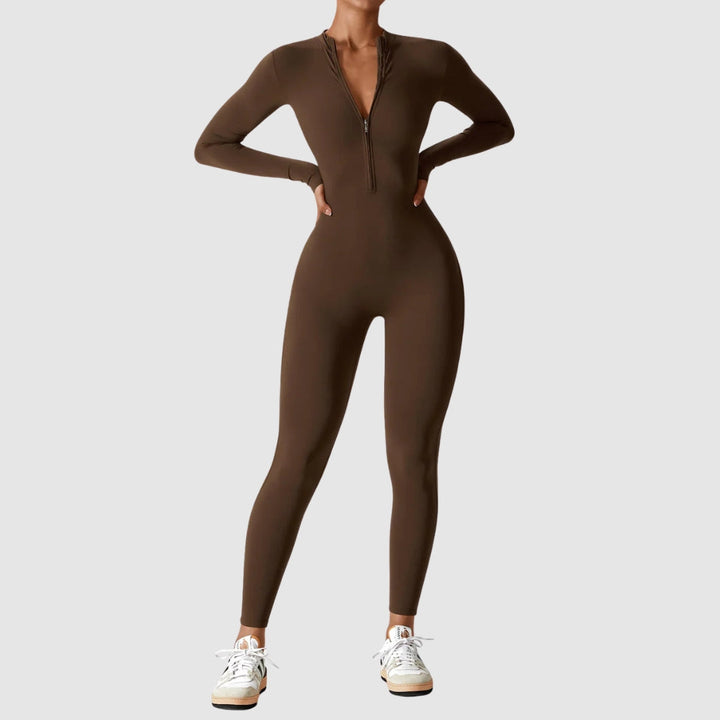 Eleganter Damen Frühlings Jumpsuit mit Reißverschluss, stretchig & bequem für Alltag & Freizeit.