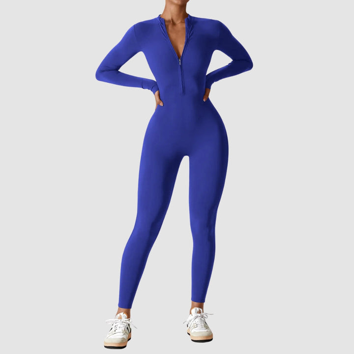 Trendiger Damen Jumpsuit, stretchig, mit Reißverschluss, bequem & vielseitig für Frühling & Alltag.