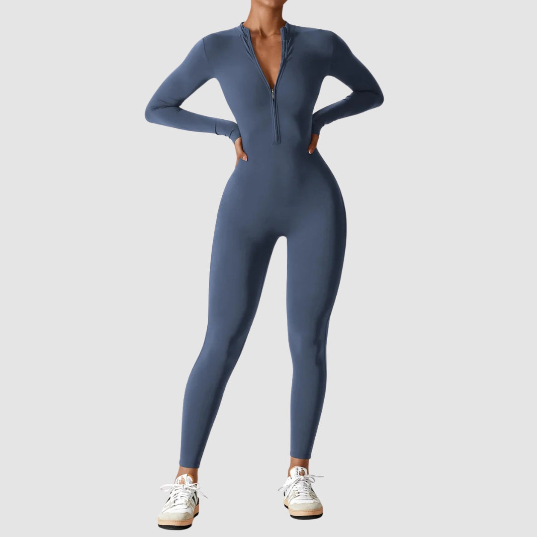 Frühlingshafter Damen Jumpsuit, elegant & bequem, mit Reißverschluss, aus stretchigem Material.