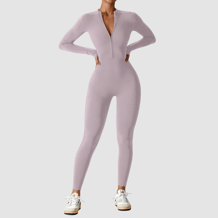 Femininer Damen Jumpsuit, elegant, mit Reißverschluss & Stretch-Passform für bequemen Frühling.