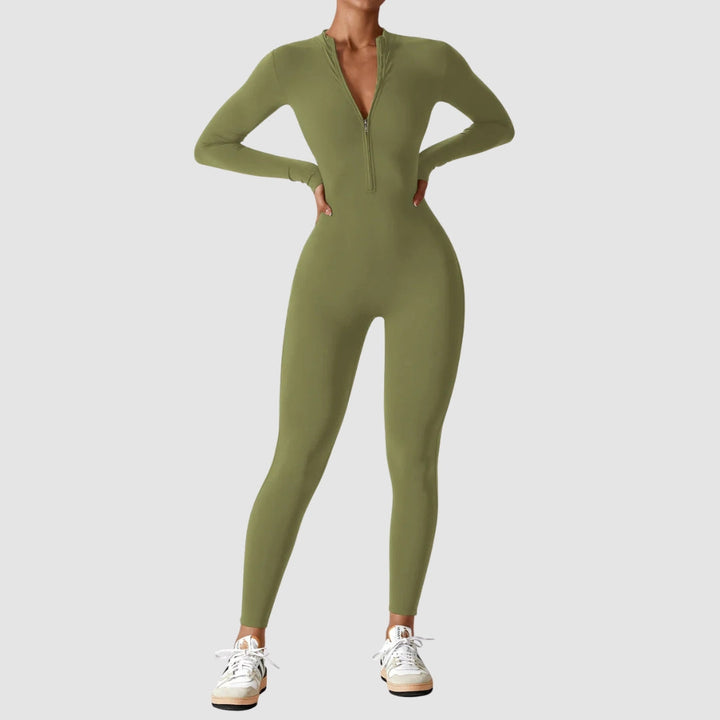 Modischer Damen Jumpsuit für Frühling, stretchig, mit Reißverschluss, bequem für jeden Tag & Anlass.