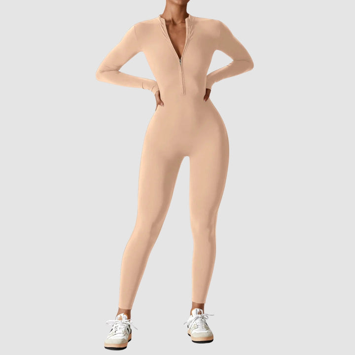 Zeitloser Damen Einteiler mit Reißverschluss, stretchig, elegant & bequem für einen stilvollen Frühling.