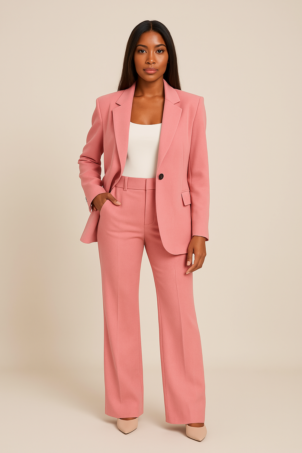 Taillierter Damen Business Hosenanzug, zweiteilig, ideal für Büro und elegante Auftritte, stilvoll & professionell.