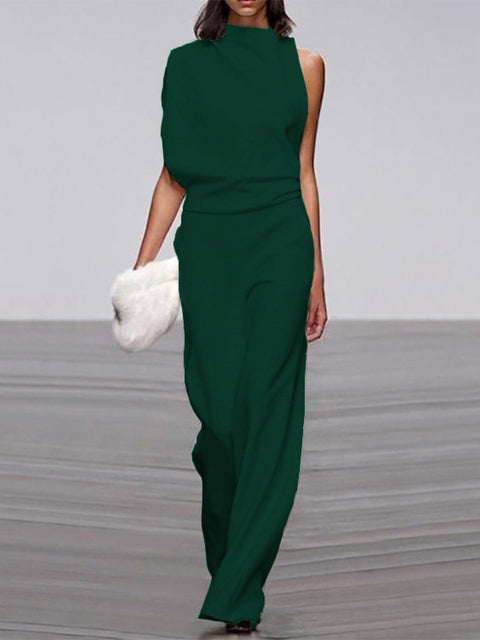 Vielseitiger Damen Jumpsuit, ärmellos, mit Rundhals & weitem Bein; perfekt für Tag und Abend.