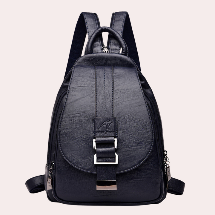 Roter Damen Lederrucksack, modisches Accessoire für den Alltag und stilvolle Stadtausflüge.