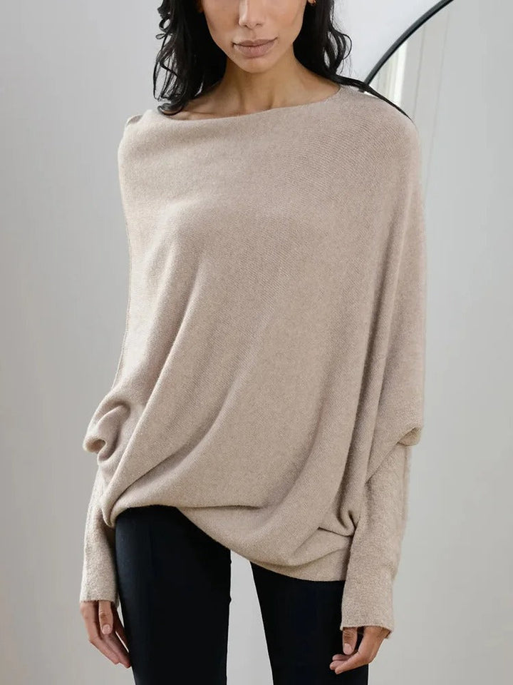 Moderner schulterfreier Strickpullover für Damen, vielseitig kombinierbar für Freizeit & Büro.