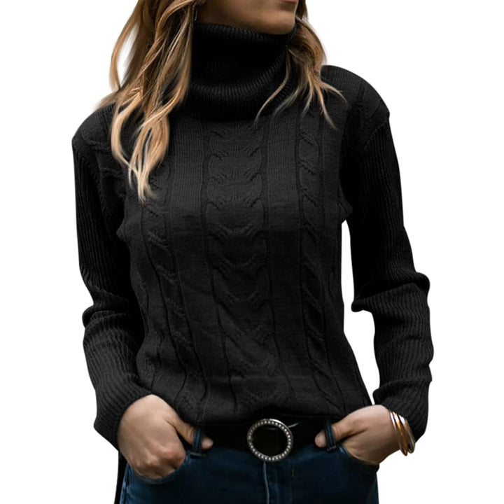 Schmeichelnder Damen Winterpullover mit Rollkragen, langarm. Ideal für Business Casual Looks. Warm & stilvoll.