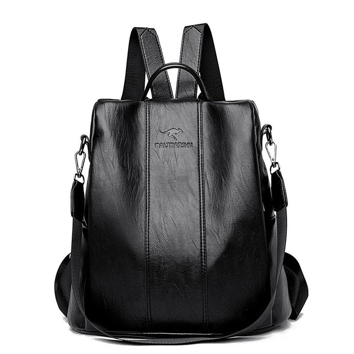 Eleganter Damen Rucksack (Schwarz) mit Diebstahlschutz & Zwei-Wege-Griff. Ideal für Stadt & Reise.