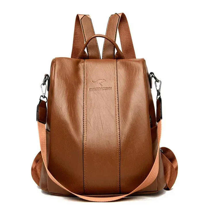 Sicherer Damenrucksack (Blau) mit Diebstahlschutz. Versteckte Reißverschlüsse schützen Wertsachen auf Reisen.