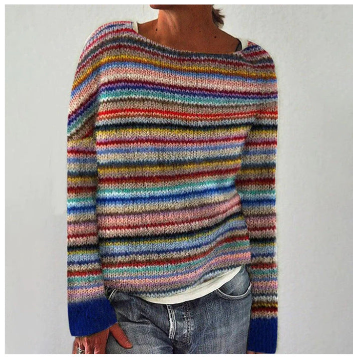 Eleganter Damen Strickpullover mit Rundhalsausschnitt in gemütlicher Herbstmode. Perfektes Langarm Oberteil für den lässigen Stil.