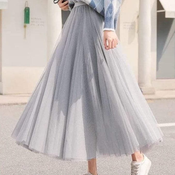 Femininer A-Linien Damen Tüllrock, hohe Taille. Midirock Länge, leicht & luftig. Ideal als eleganter Frühlingsrock.