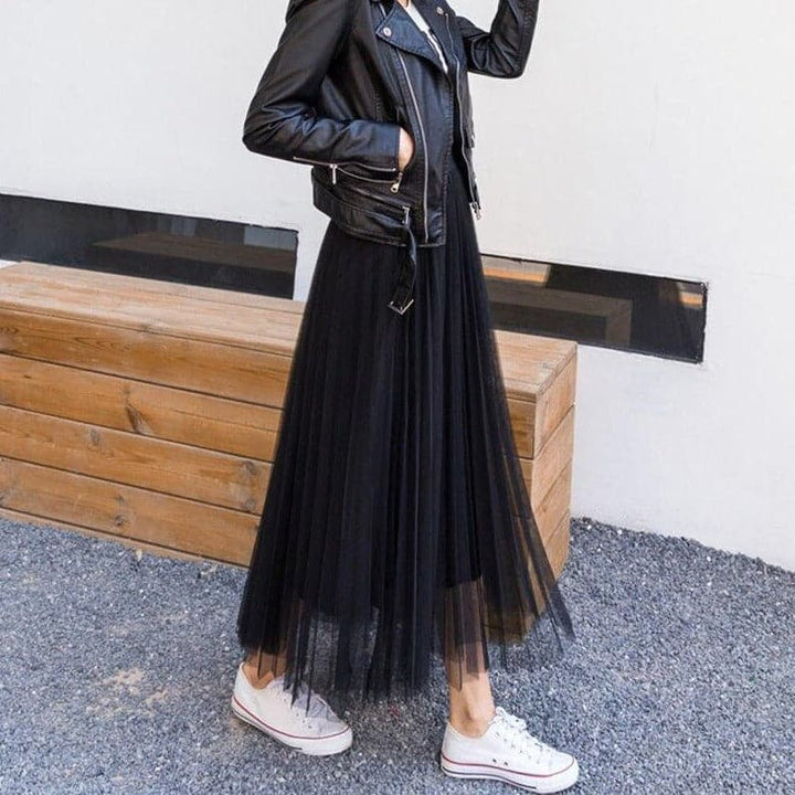 Vielseitiger Damen Tüllrock, casual & festlich. Hohe Taille, fließender Stoff. Eleganter Frühlings- & Sommerrock.