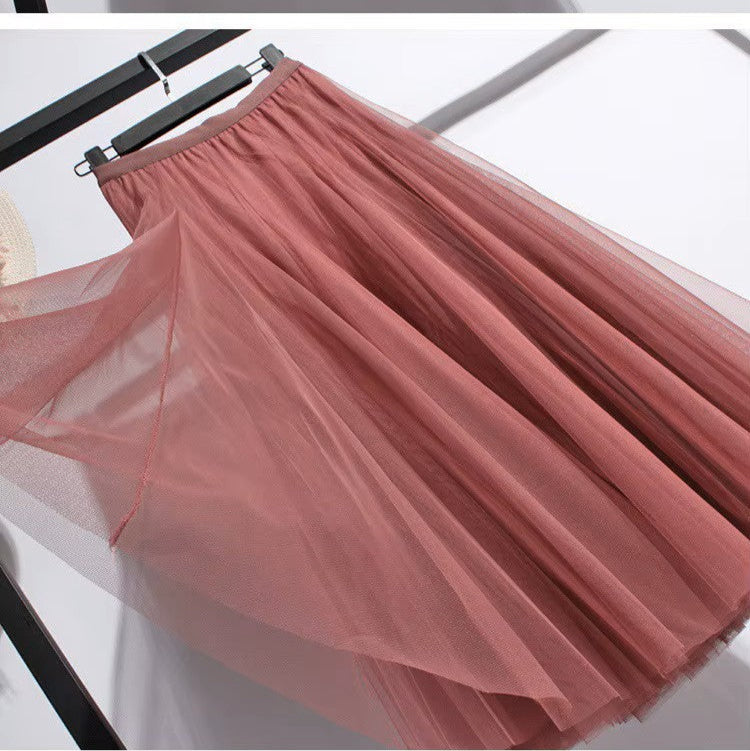 Eleganter Damen Tüllrock, A-Linie. Fließender Maxirock mit hoher Taille. Romantischer Sommerrock für jeden Anlass.