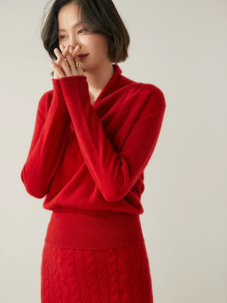 Eleganter Damen Wickelpullover, ideal für Business & besondere Anlässe.
