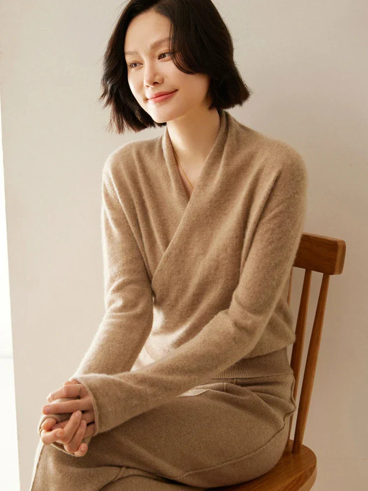Komfortabler Langarm-Crossover-Pullover für Damen, alltäglich & chic.