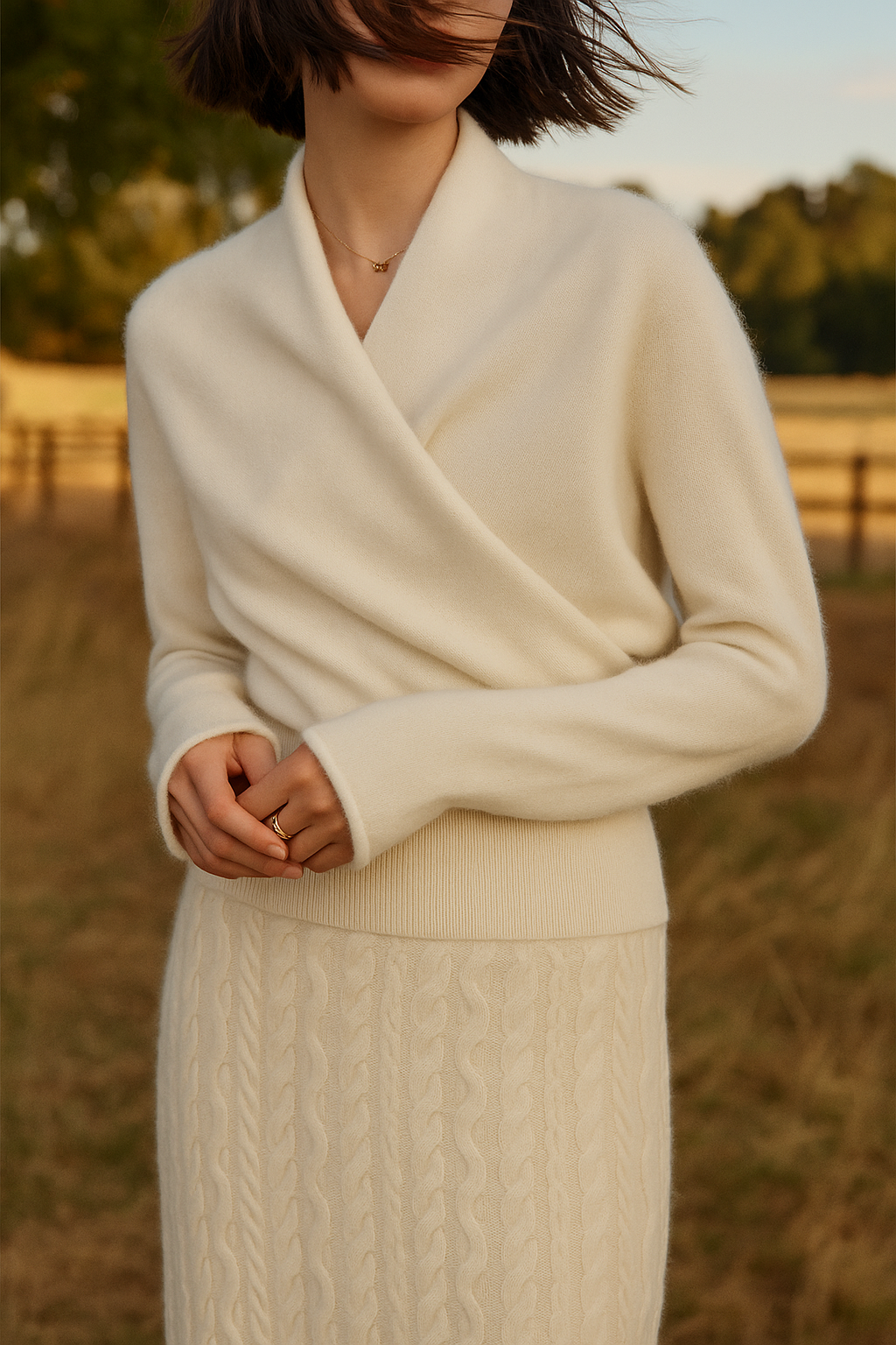 Feminin betonter Crossover-Pullover für Damen, stilvoll & bequem.