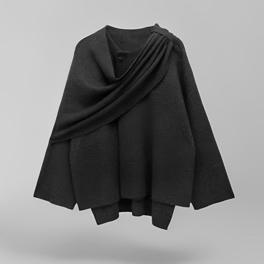 Modischer Damen Winter-Cape-Mantel mit asymmetrischer Silhouette und eleganter Drapierung. Perfekte Oberbekleidung.