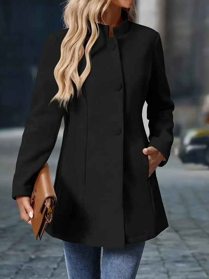 Damen Winter-Langmantel, ein eleganter Knöpfmantel. Warme Oberbekleidung für die Freizeit und Business.