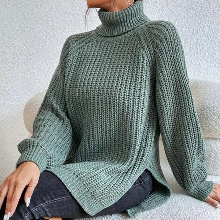 Figurbetonter Damen Rippstrick-Rollkragenpullover, elegant und modern. Ideal als warmer Winterpullover.