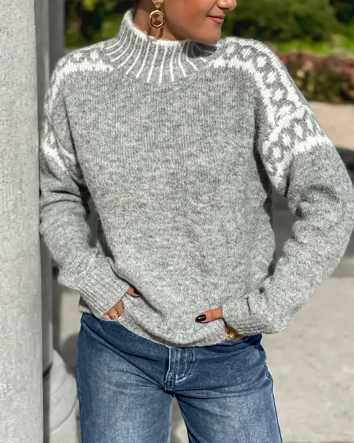 Eleganter Damen Winter Rollkragenpullover mit stilvollem Muster, warm und kuschelig für Herbstmode.