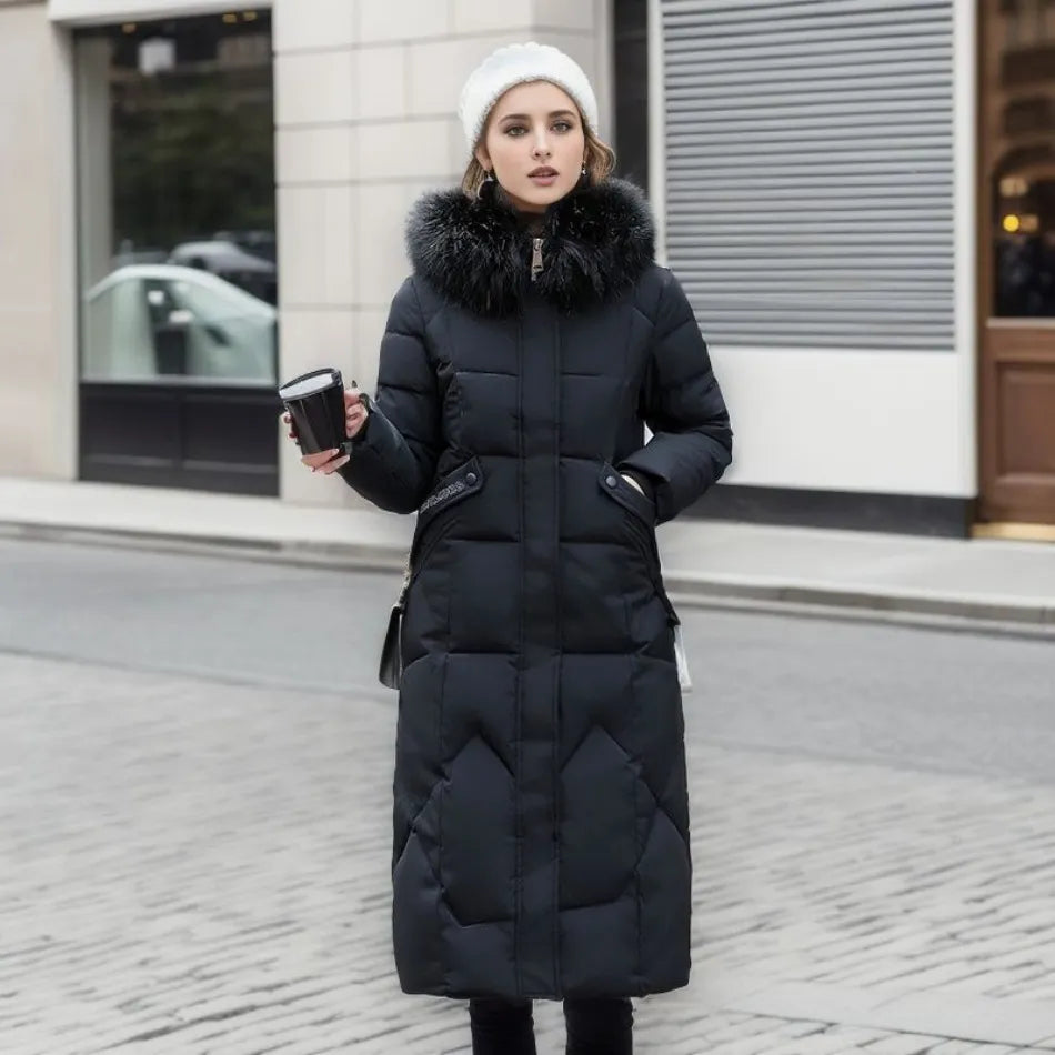 Eleganter warmer Damen Wintermantel, Steppmantel mit Kapuze. Perfekt für Mode & Alltag.