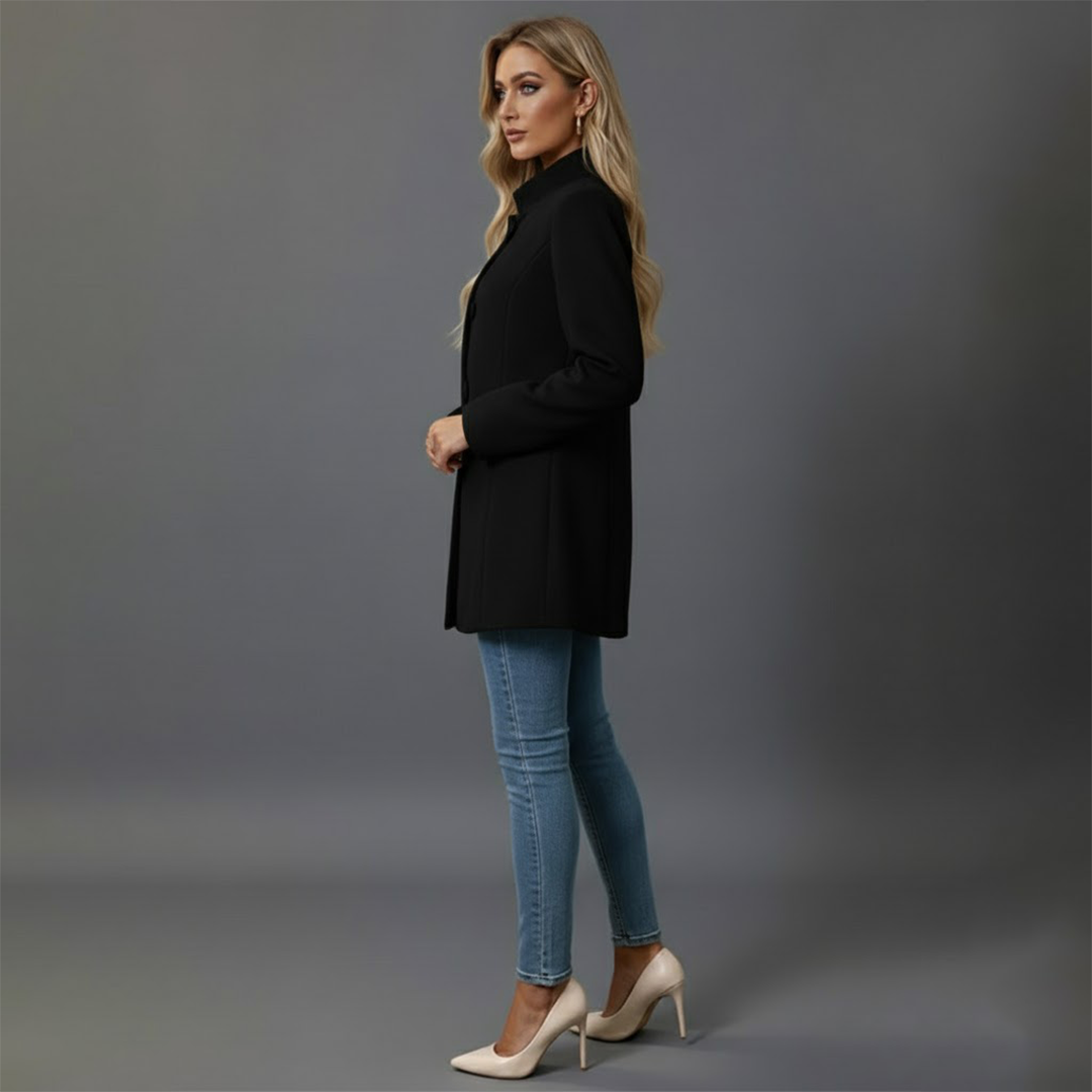 Langer Damen Knopfmantel, modisch und warm. Perfekter Wintermantel für Frauen mit Stil.