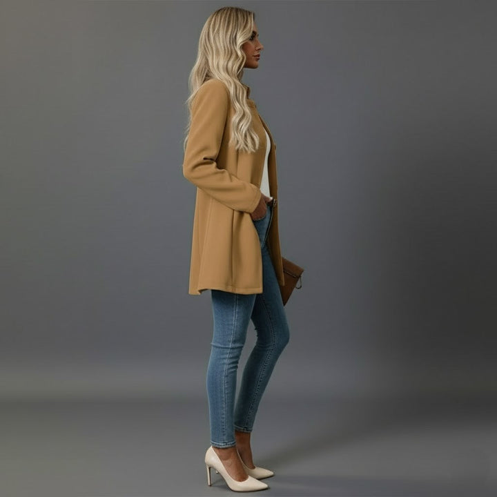 Hochwertiger Damen-Wintermantel mit Knöpfen. Warmer, langer Mantel, ideal für Büro und Freizeit.