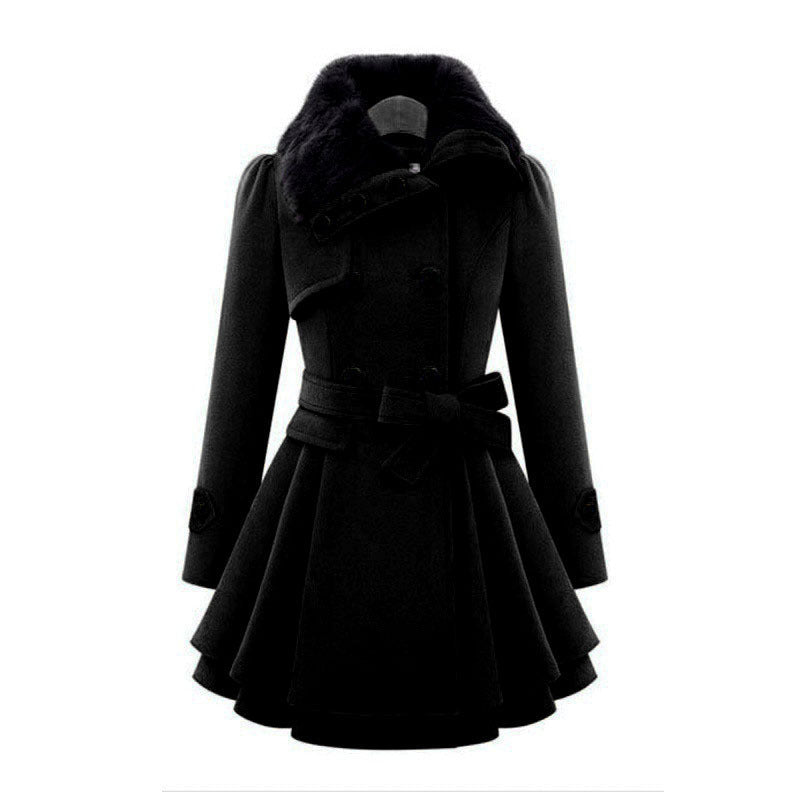 Stylischer Damen Trenchcoat mittellang in Schwarz. Klassischer Schnitt für Herbst und Winter. Outerwear für Damen.