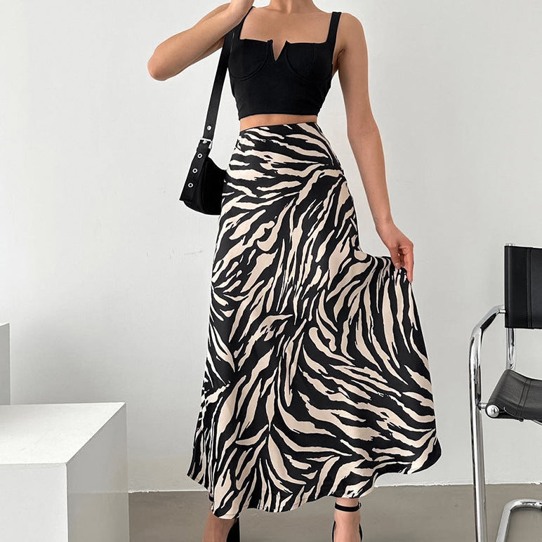 Eleganter Damen Zebra Print A-Linien Rock mit High Waist für Frühling/Herbst. Moderner kurzer Rock.