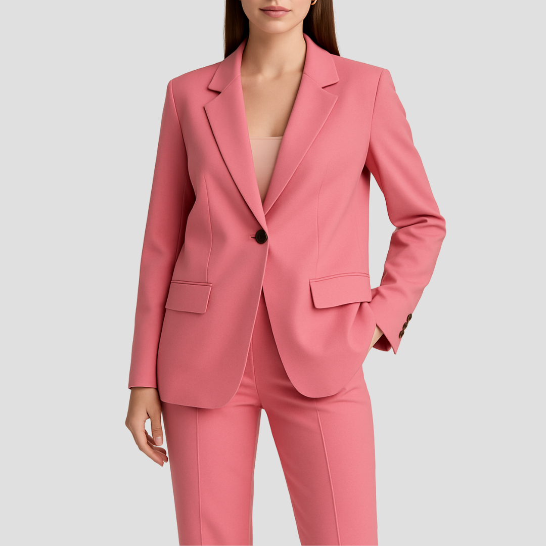 Modischer Damen Zweiteiler: Eleganter Business Anzug & Freizeitkleidung. Sommeranzug mit Blazerhose.