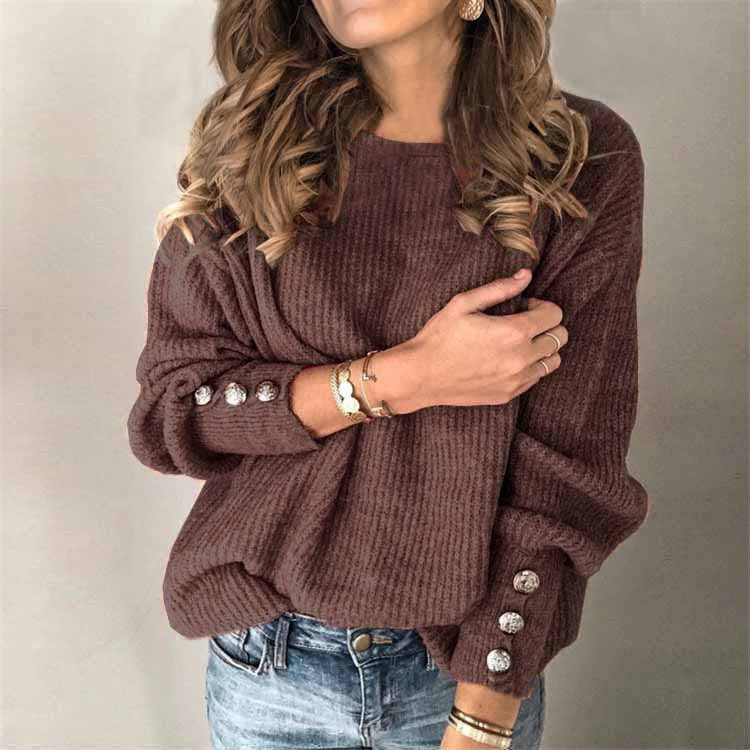 Lässiger Damen-Winterpullover aus Strick, locker fallend für stilvolle Alltagsmode.