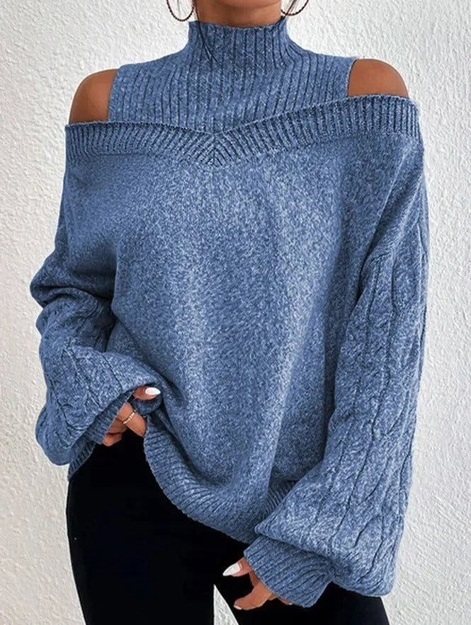 Vielseitiger Damenpullover Selina in Grau, ideal für Büro, Freizeit & Abend, kombiniert Stil & Komfort.