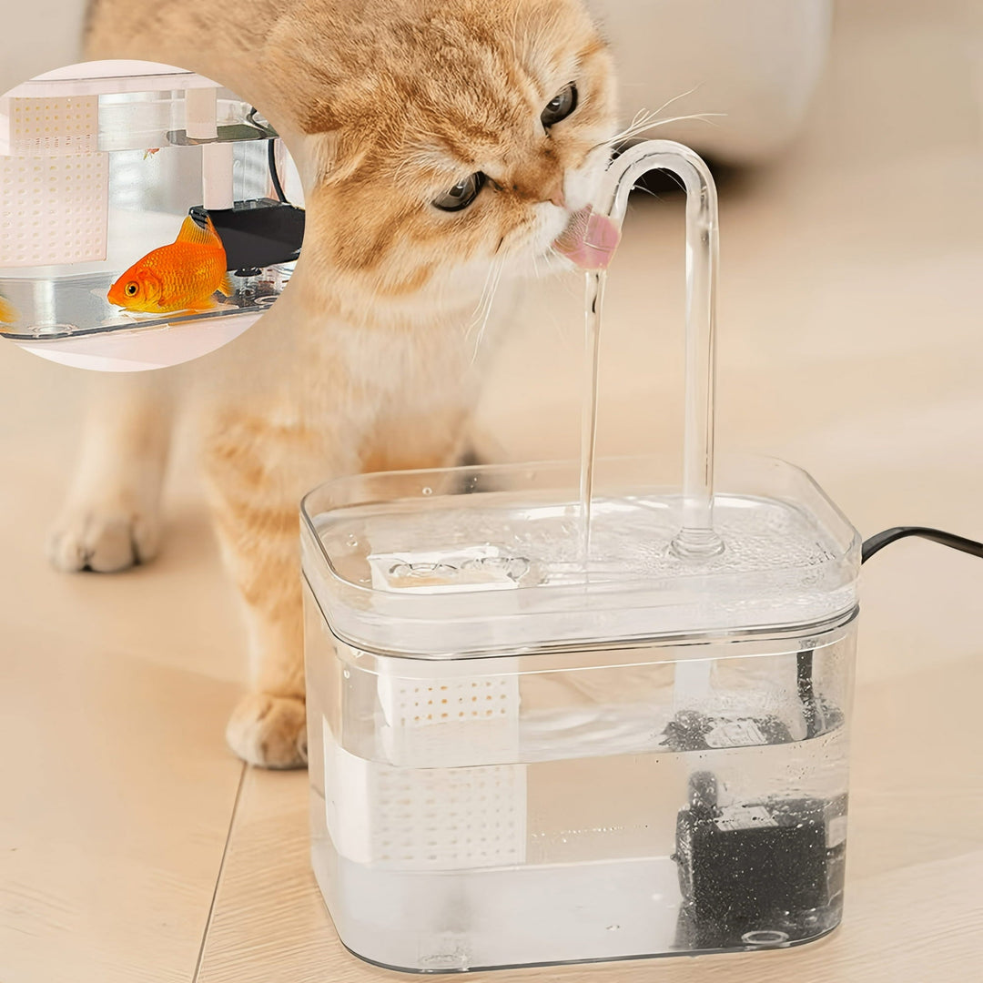 "Eleganter Haustier Trinkbrunnen in modernem Design mit leiser Pumpe und BPA-freiem Material, ideal für frisches Wasser."