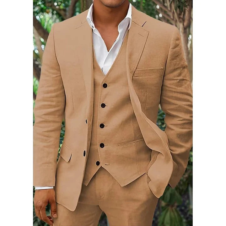 Festlicher weißer 3-teiliger Herren Anzug mit Weste für Hochzeiten & besondere Feiern. Eleganter Slim Fit.