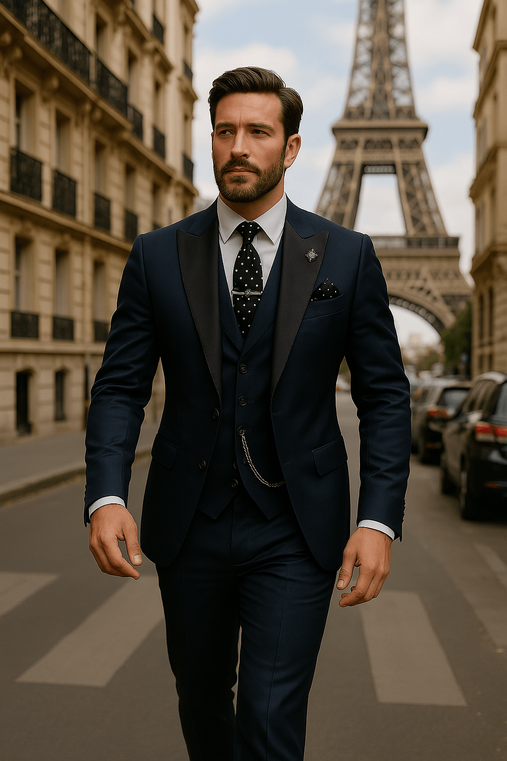 Klassischer Herren Dreiteiler Anzug, ideal für formelle Anlässe im Frühling. Perfekt als Hochzeits- oder Business Anzug.