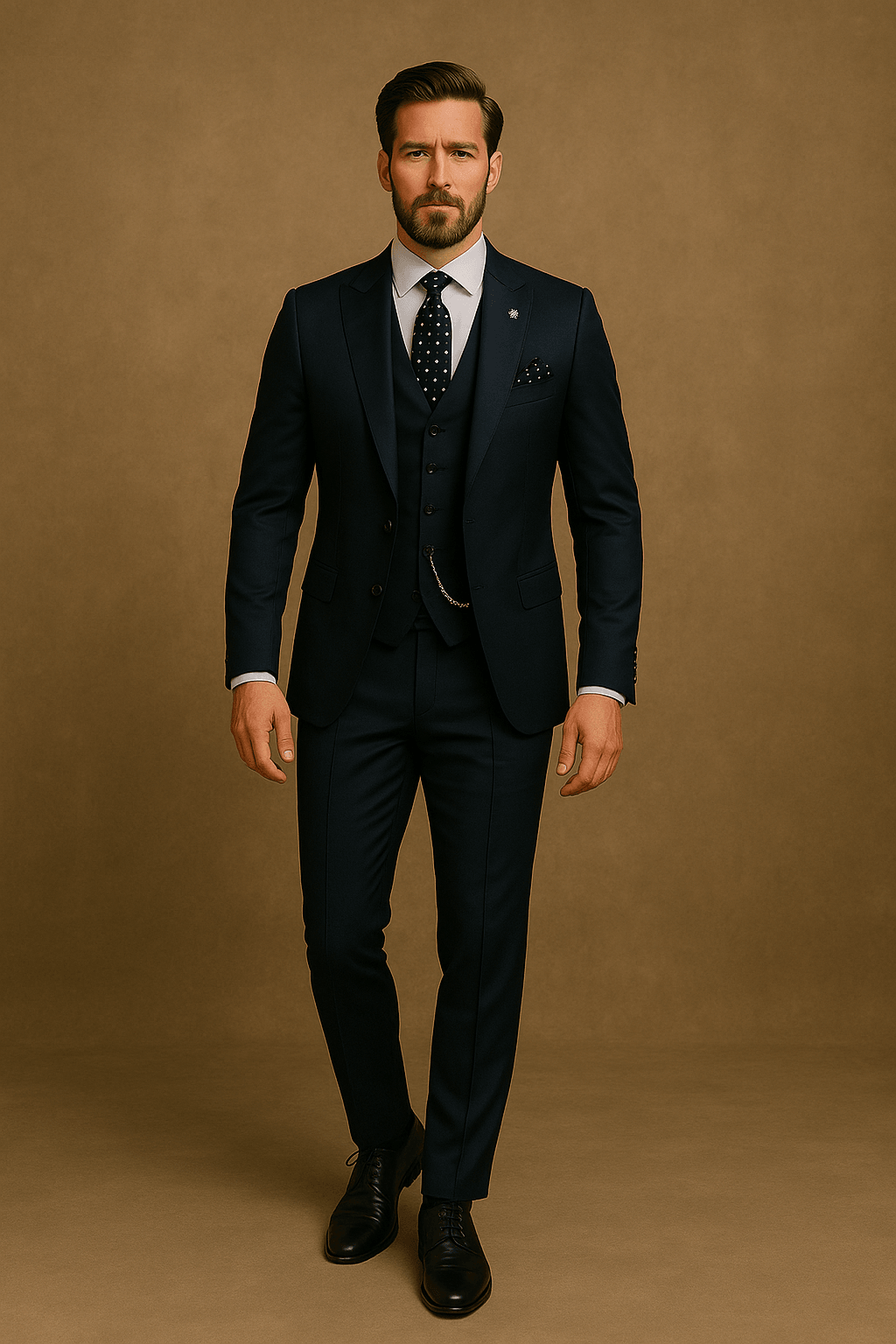 Herren Dreiteiler Anzug als komplettes Set. Zeitloser Stil für Business, Hochzeiten & Abendmode. Frühlingsanzug.
