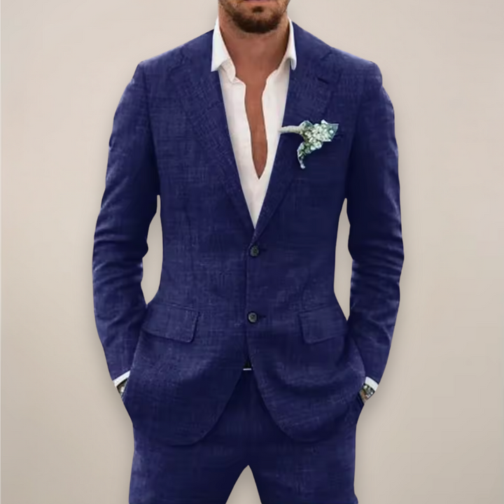 Eleganter Herren Einreiher Anzug Set für stilvolle Sommer-Looks. Perfekt für Hochzeit, Business & festliche Anlässe.