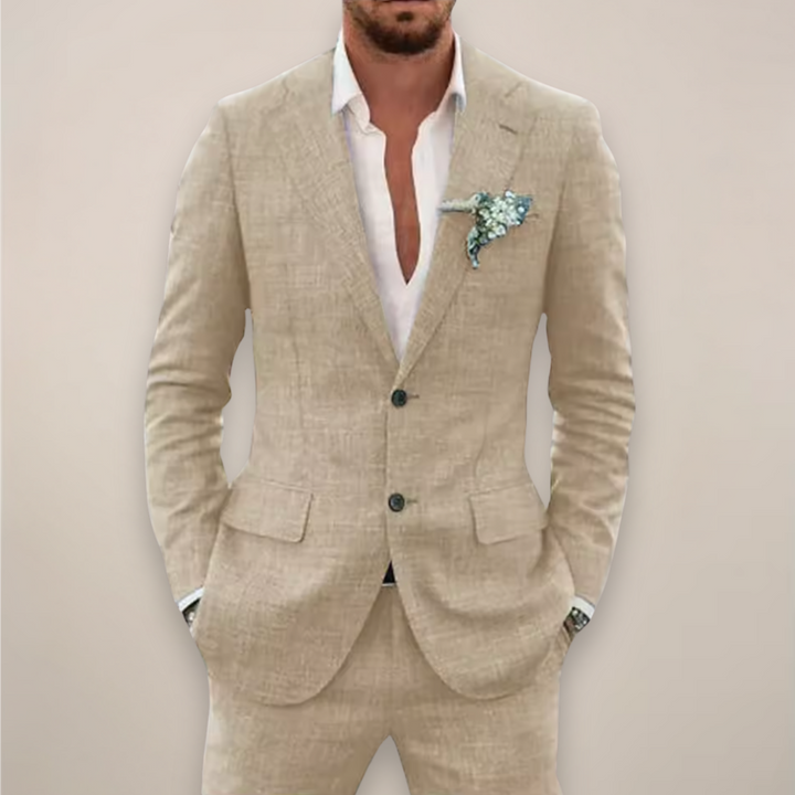 Blauer Herren Einreiher Anzug, stilvoller Zweiteiler für den Sommer. Perfekt für Hochzeiten & elegante Männer Mode.