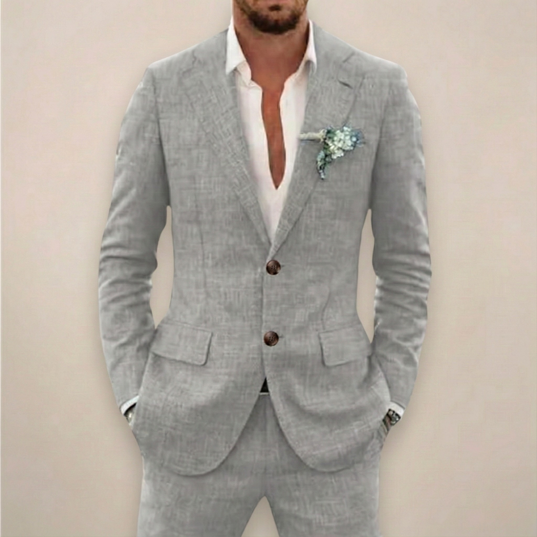 Klassischer schwarzer Herren Einreiher Anzug. Eleganter Zweiteiler für Business, Hochzeit & moderne Festlichkeiten.