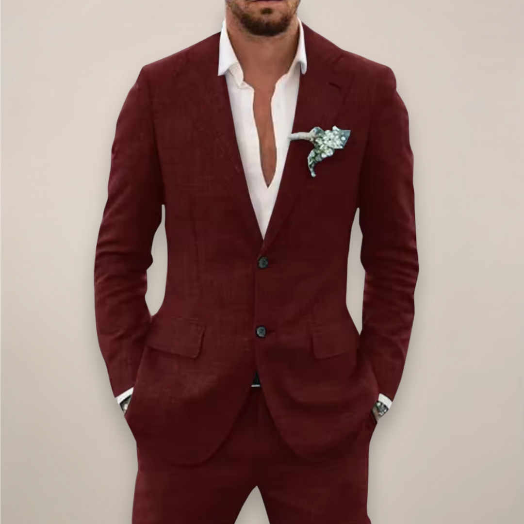 Beiger Herren Sommeranzug, Einreiher Zweiteiler. Stilvoll & modern für warme Tage, Business, Hochzeit oder Party.