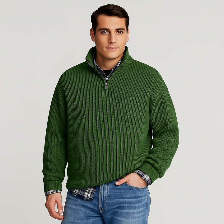 Komfortabler Herren Frühlingspullover mit Halbzip, weichem Stoff und Langarm-Design für Smart Casual Looks.