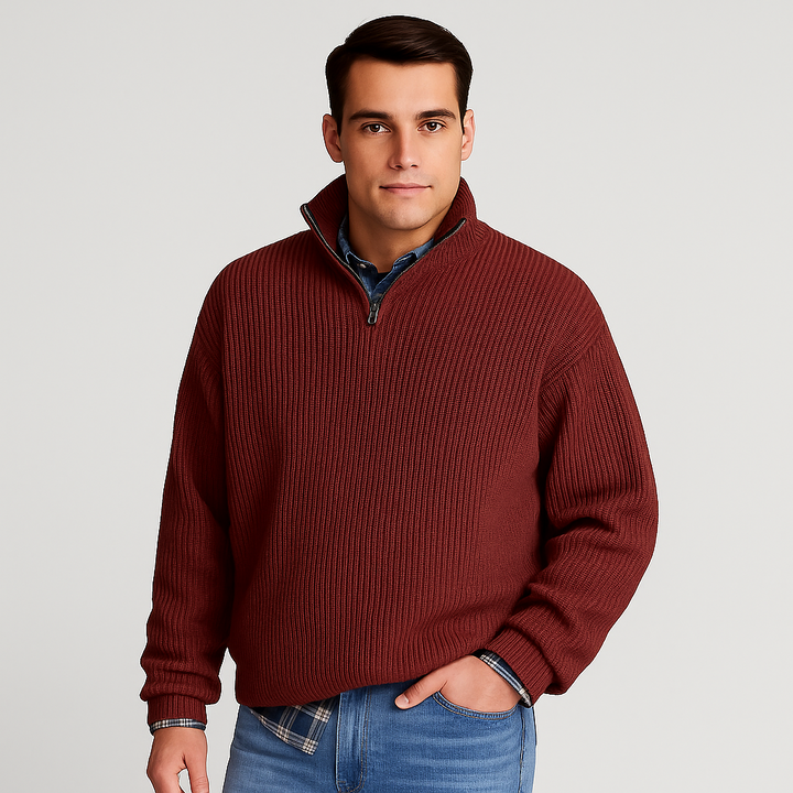 Stilvoller Herren Frühlings Halbzip Pullover, vielseitig kombinierbar für entspannte Freizeit- und Büro-Looks.
