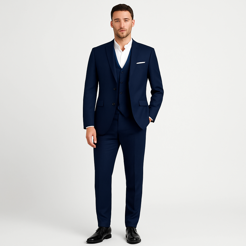 Eleganter Herren Frühlingsanzug im klassischen Schnitt. Maßgeschneiderter Zweiteiler für formelle Anlässe.