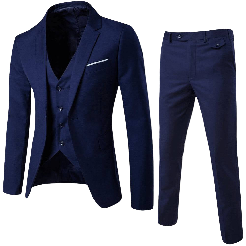 Moderner Herren Businessanzug in Schwarz, ideal für Frühling. Klassischer Zweiteiler, elegant & maßgeschneidert.