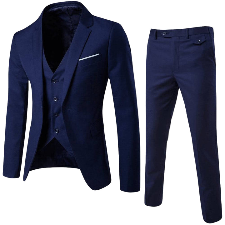 Moderner Herren Businessanzug in Schwarz, ideal für Frühling. Klassischer Zweiteiler, elegant & maßgeschneidert.