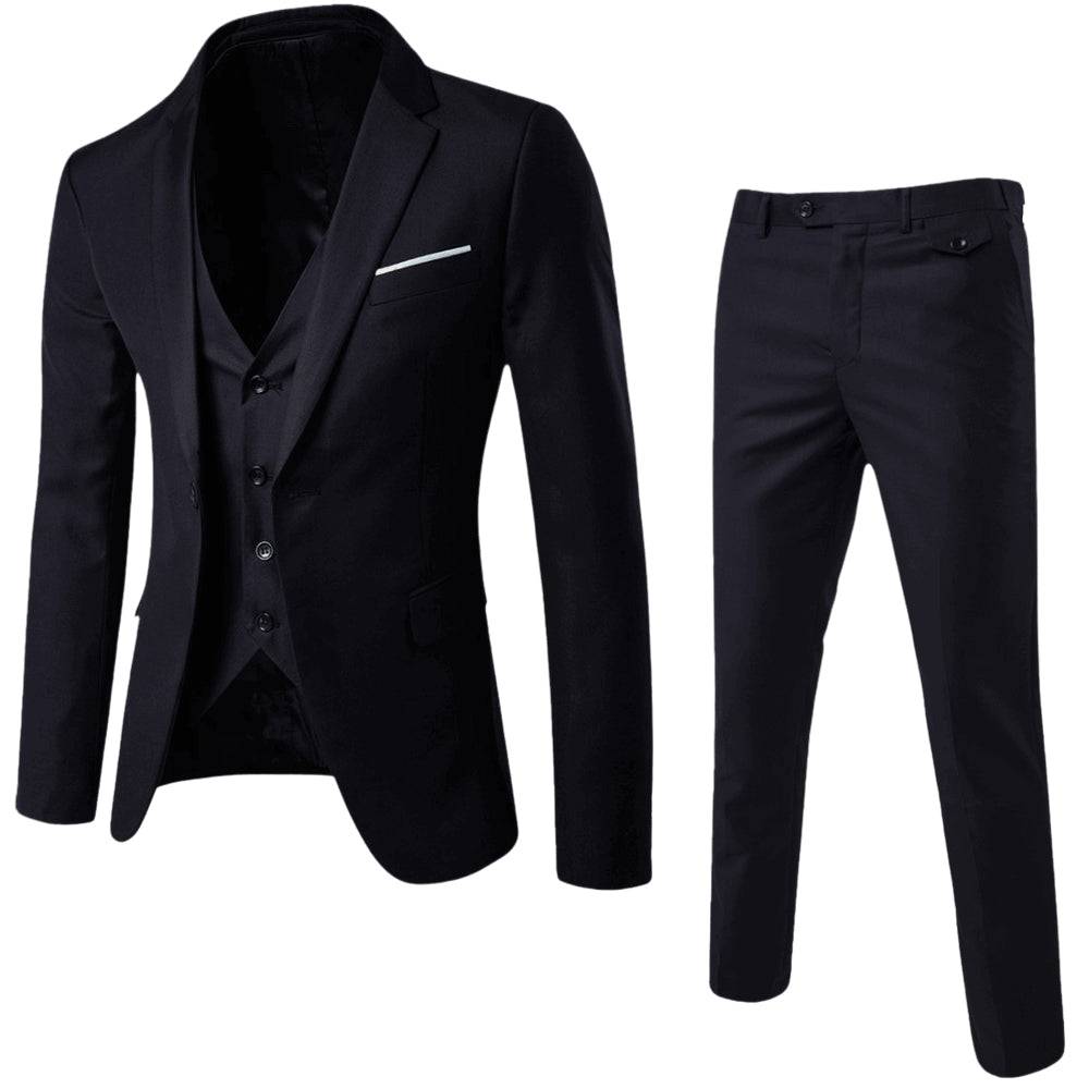 Marineblauer Herren Frühlingsanzug, klassisch & elegant. Maßgeschneiderter Zweiteiler für Business & Feierlichkeiten.