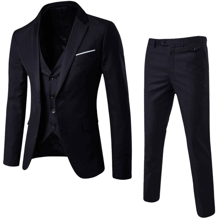 Marineblauer Herren Frühlingsanzug, klassisch & elegant. Maßgeschneiderter Zweiteiler für Business & Feierlichkeiten.