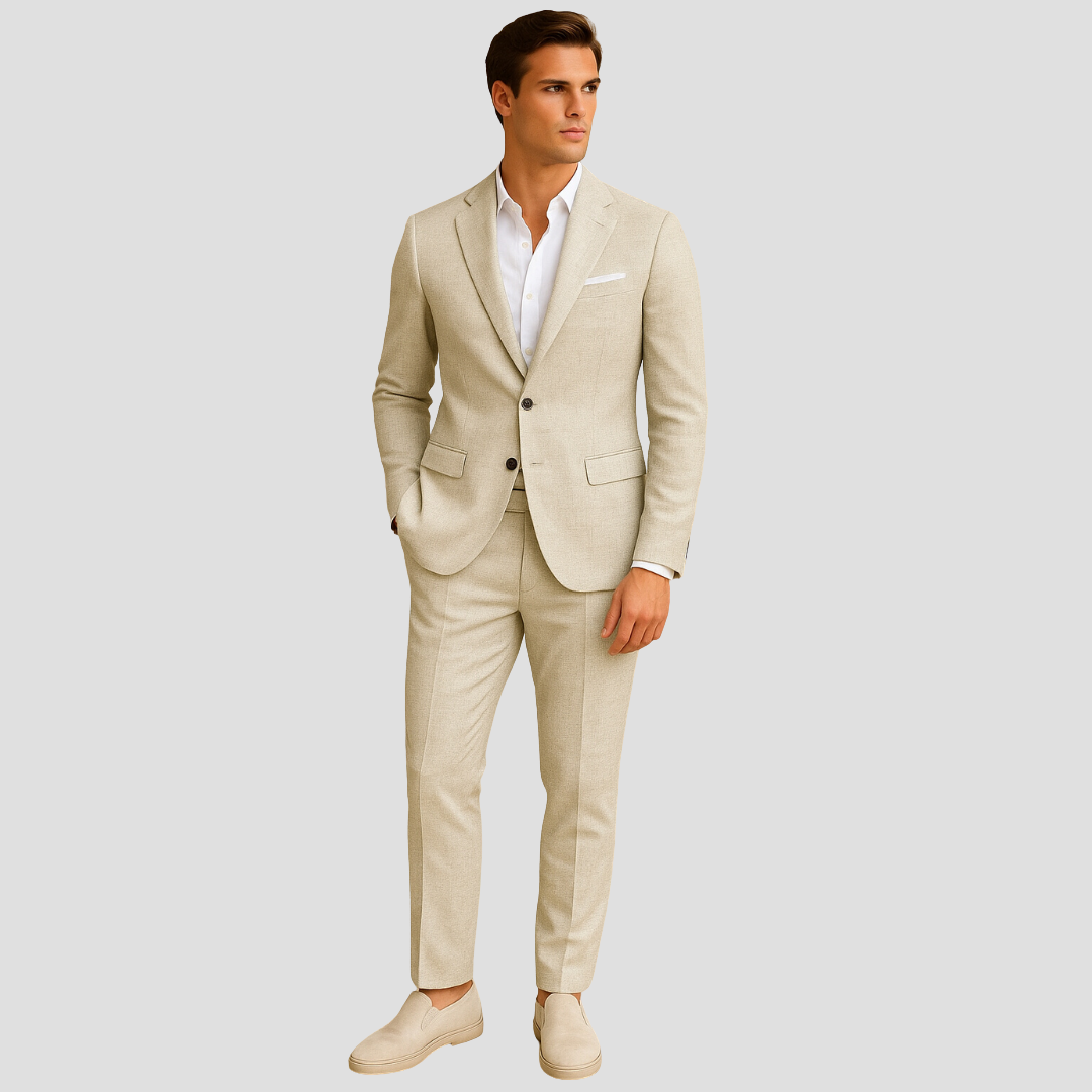 Eleganter Herren Frühlingsanzug, Zweiteiler mit stilvollem Zwei-Knopf-Sakko und passender Hose für Business & Feste.