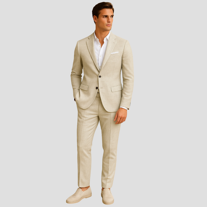 Eleganter Herren Frühlingsanzug, Zweiteiler mit stilvollem Zwei-Knopf-Sakko und passender Hose für Business & Feste.