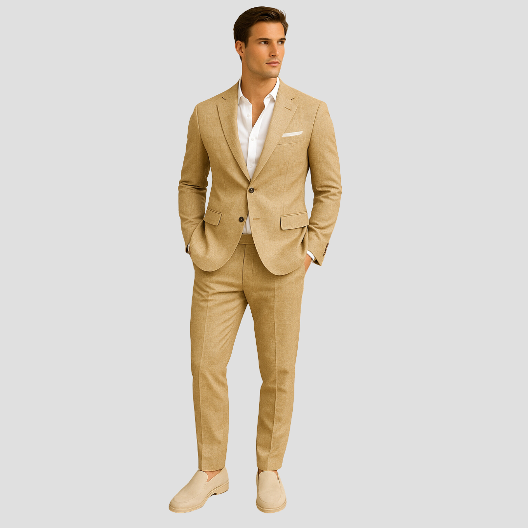 Modische Hose des Herren Frühlingsanzugs. Perfekter Schnitt für einen eleganten Zweiteiler Business oder Hochzeitsanzug.